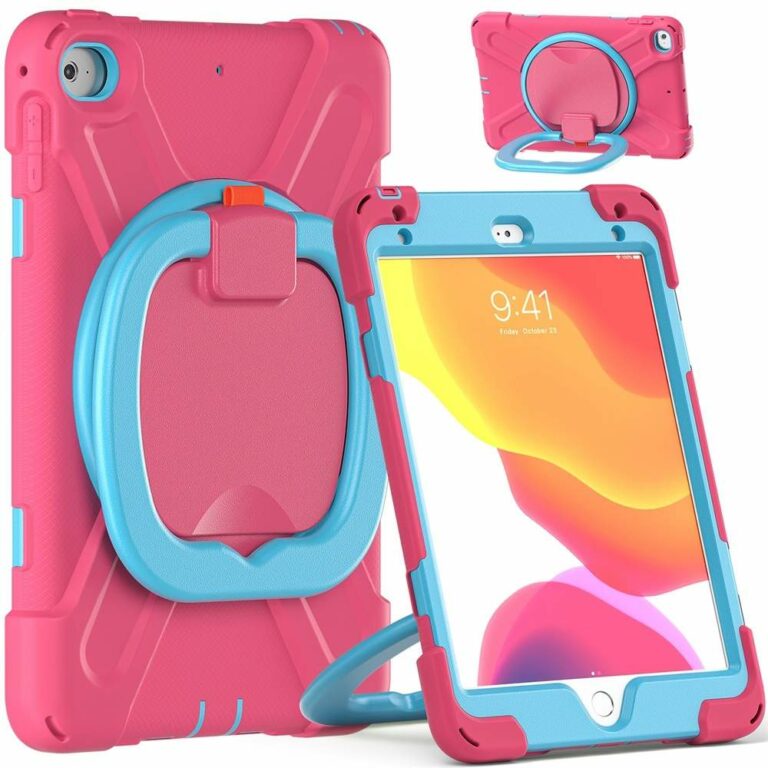 StylePro Shockproof Rugged Case with Ring Stand for iPad 10.2 in pink